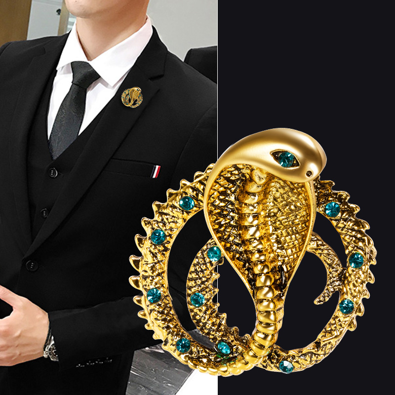 胸针男士个性时尚西服高档别针西装大衣外套欧美百搭水晶蛇配饰品