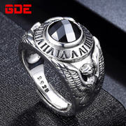 Agate ring can be adjusted ancient method niche design sense senior male opening 925 sterling silver domineering ring male personality