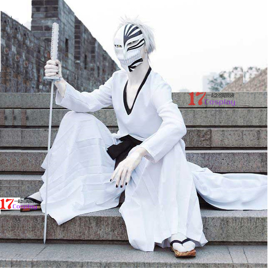 死神cos白一护 牛头虚化 虚白一户披风长袍 假发面具cosplay服装