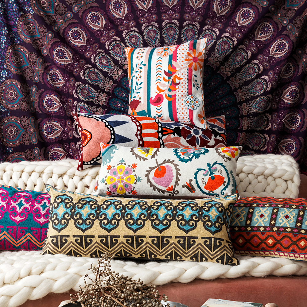 视觉味道波西米亚民族风  绣花 靠垫 美式沙发抱枕 靠背 抱枕套|ruв категории домашний ткань, подушка/подушка - от Buy2taobao.com для оказания профессиональной услуги покупки агента Taobao