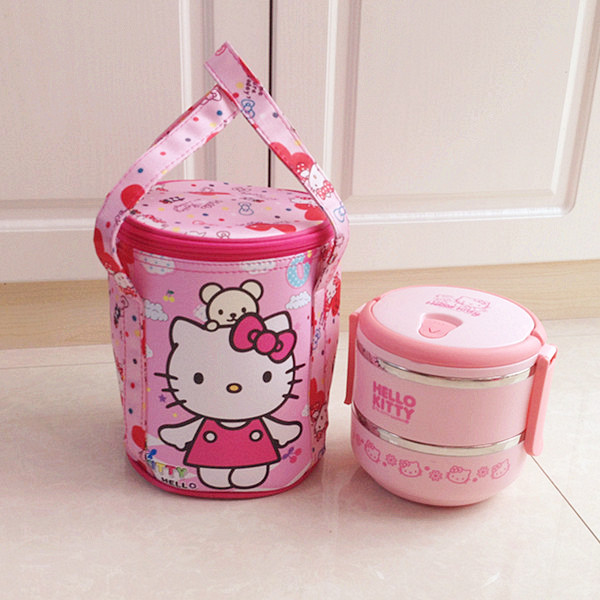 新款卡通防水饭盒袋 便当包 可爱k，t猫粉色化妆包 收纳袋