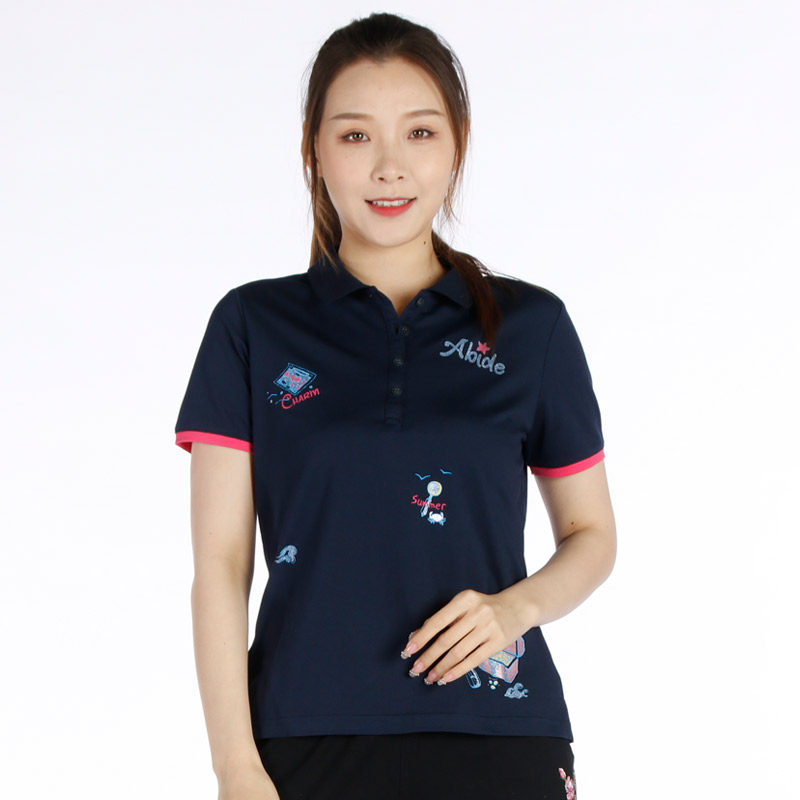 la pagayo拉柏家雅女装针织弹力大码polo领修身休闲t恤a0t1510a