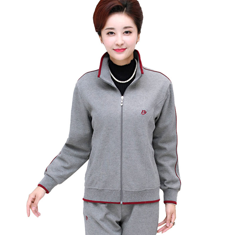 中老年女装春秋休闲运动服套装纯棉40岁50妈妈装卫衣宽松两件套60