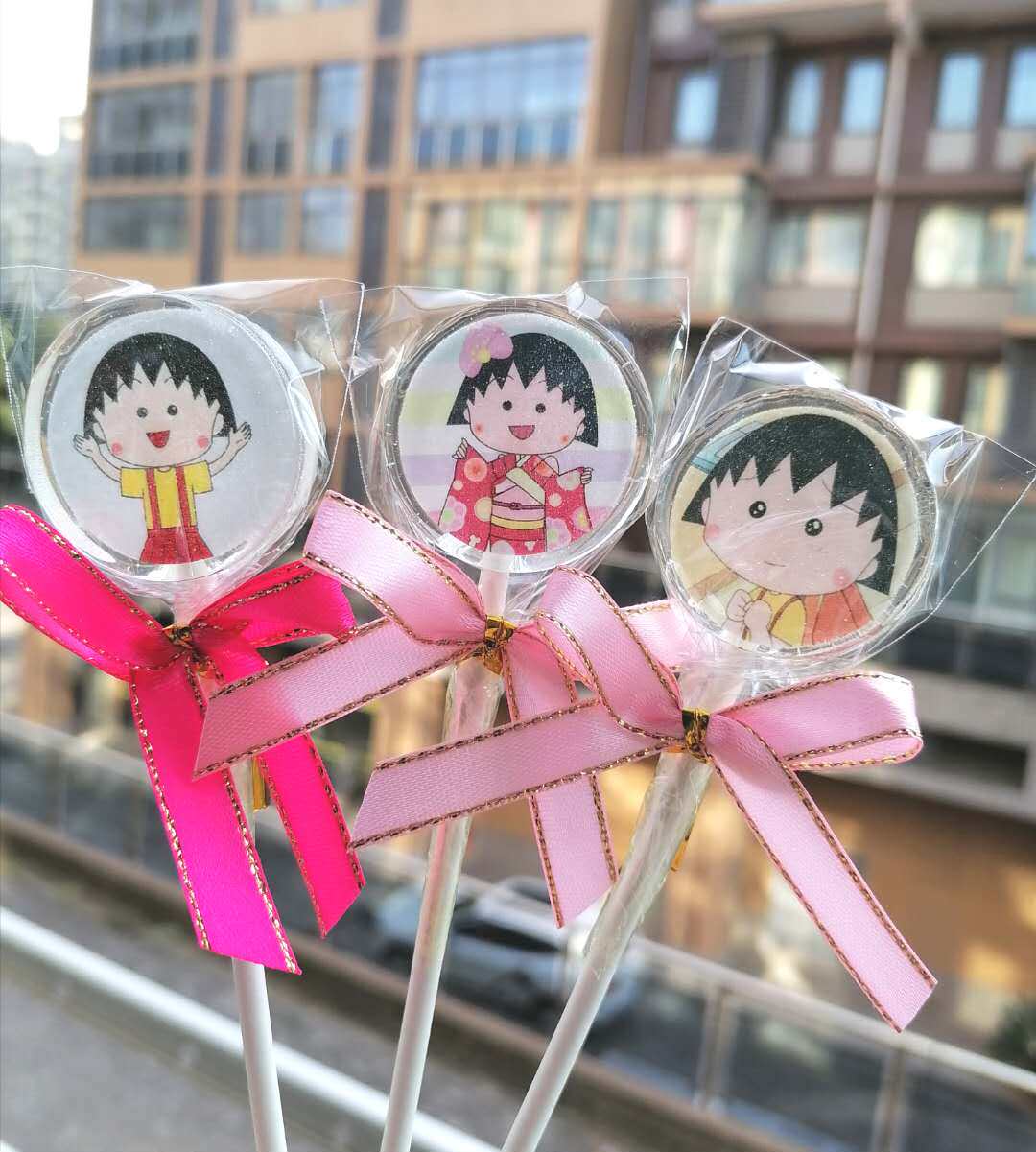 樱桃小丸子水晶棒棒糖果定制 儿童卡通零食 生日礼物送小朋友包邮