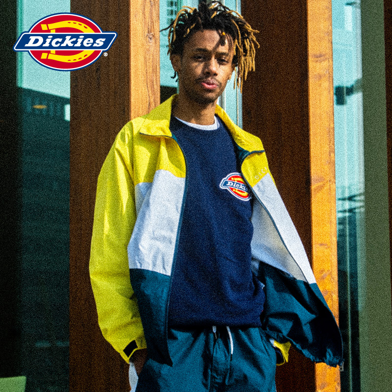 Dickies撞色拼接夹克 男士TC面料字母印花运动休闲薄外套DK006247