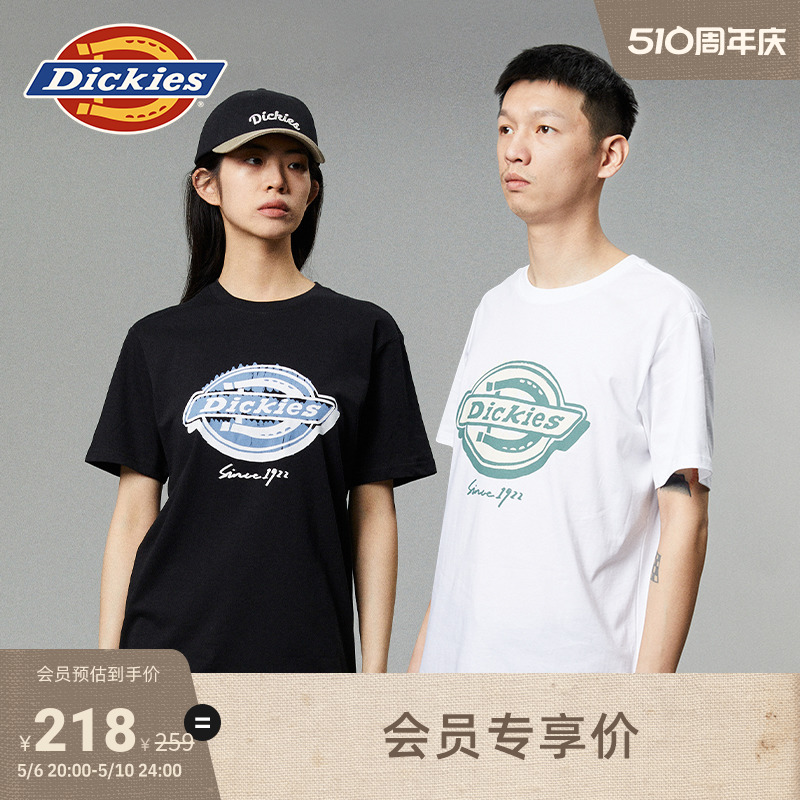 Dickies24春夏新款常规休闲大logo男女情侣同款圆领短袖T恤内搭