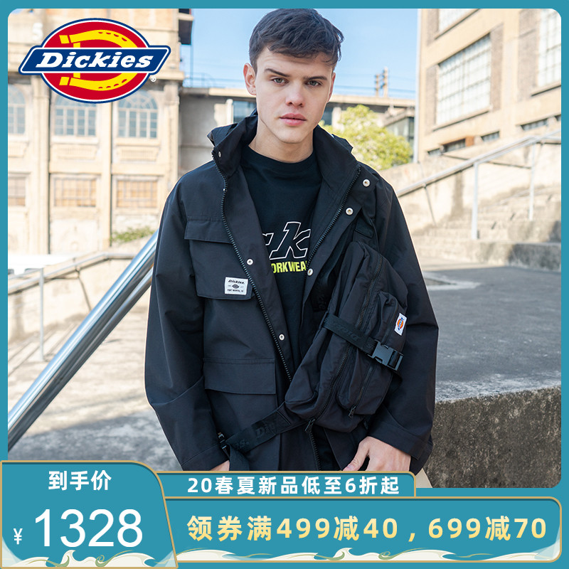 Dickies可拆卸腰包夹克 男式隐藏帽设计防溅水外套上衣DK007402