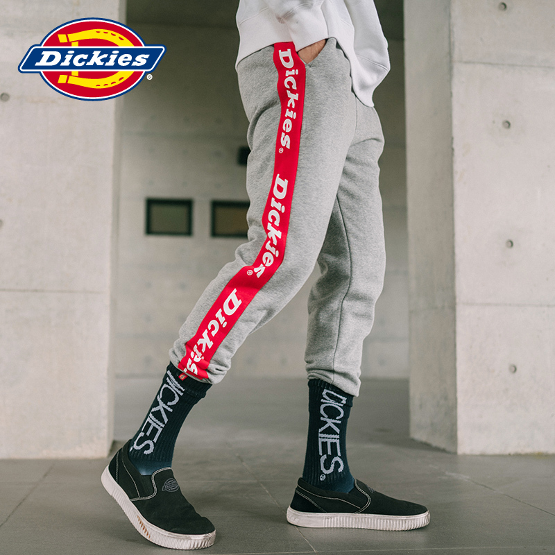 Dickies侧边红色印字拼条束脚卫裤 腰部抽绳男士嘻哈裤 DK007024