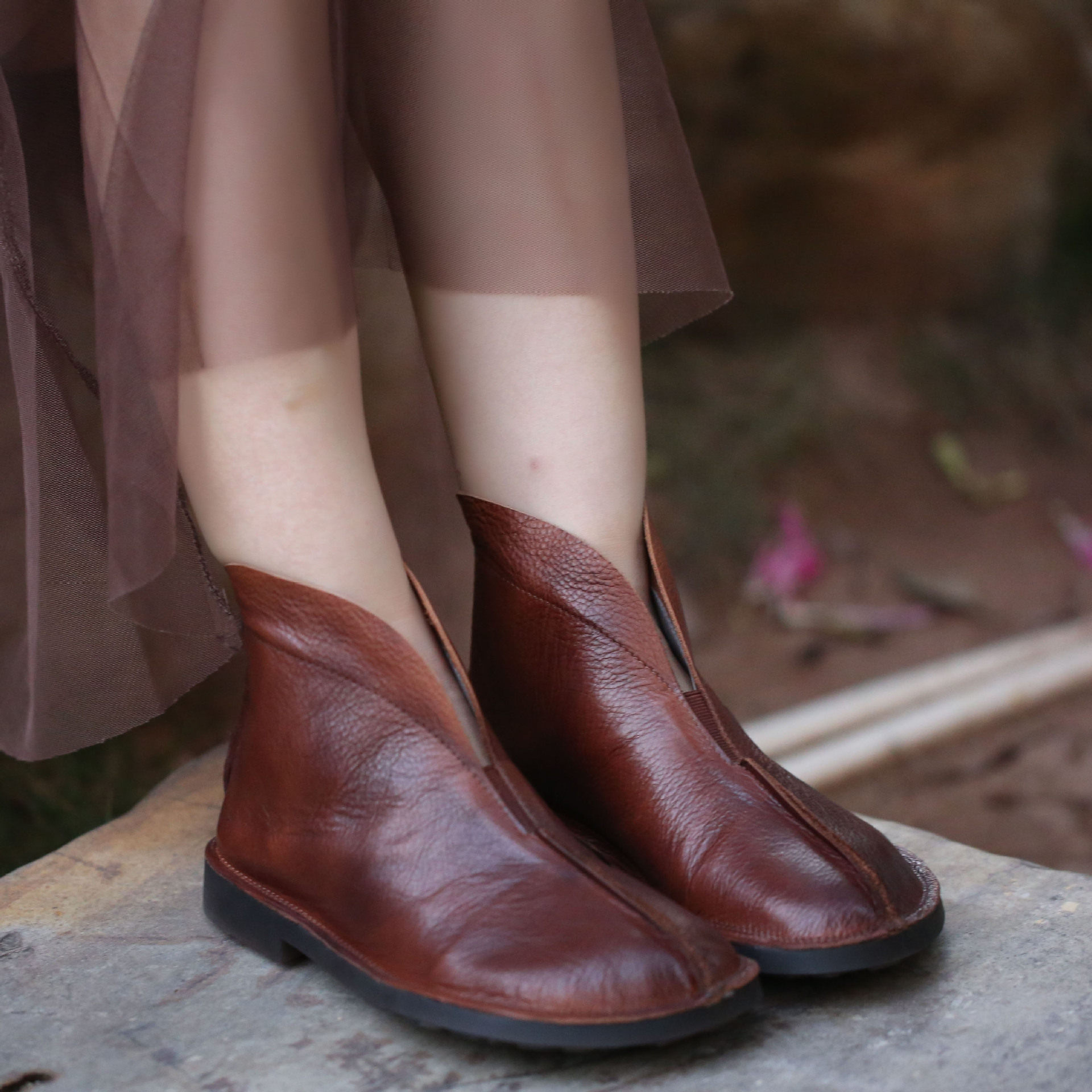 原创手工女鞋复古真皮平底鞋大额优惠券