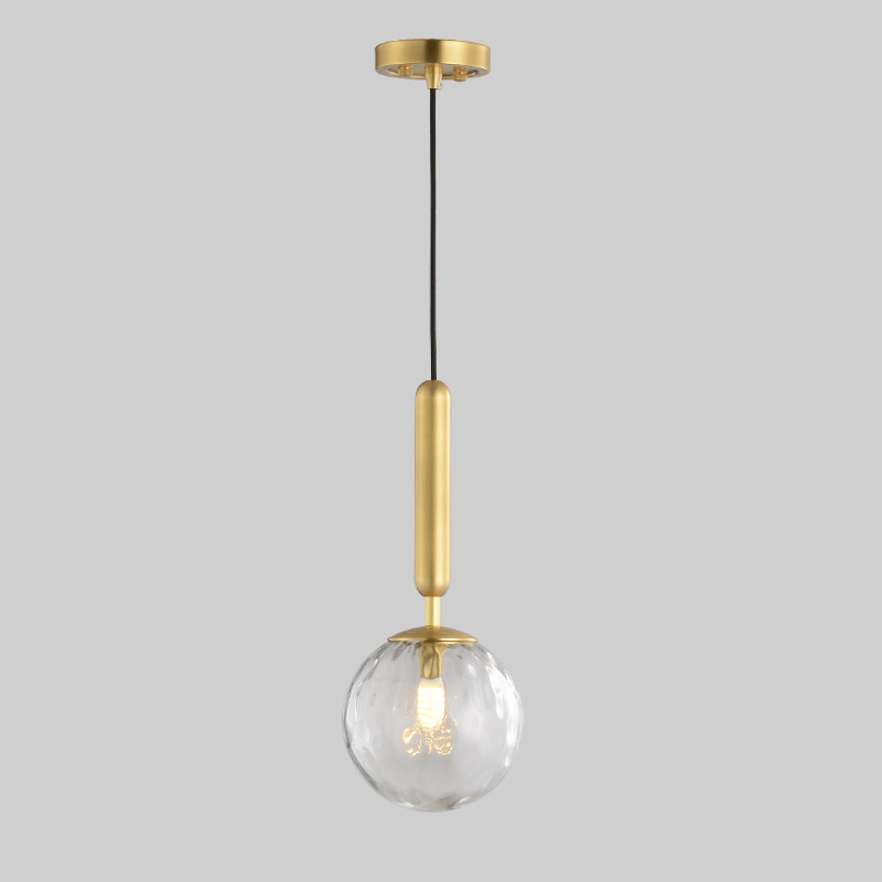 北欧吊灯 卧室复古黄铜玻璃过道灯艺术长线魔豆床头小吊灯单头