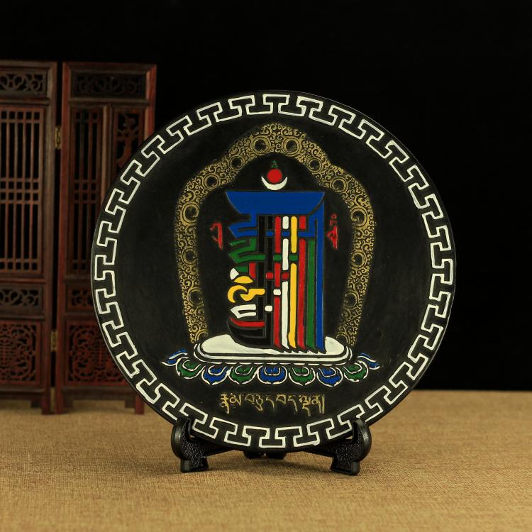 佛教 雕花藏饰圆盘镇宅佛堂法器摆件吉祥 摆件 合金十相自在摆件