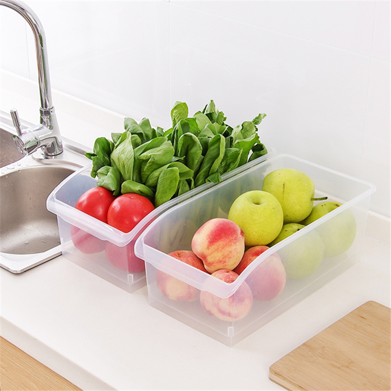 冰箱收纳盒冷藏无盖食品塑料保鲜盒长方形透明厨房大号储物整理箱