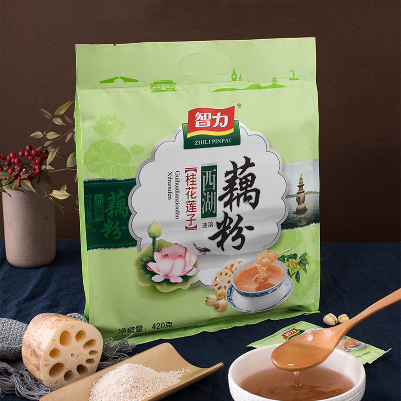 智力桂花莲子藕粉420g手工袋装杭州西湖特产无添加营养早餐胃食品