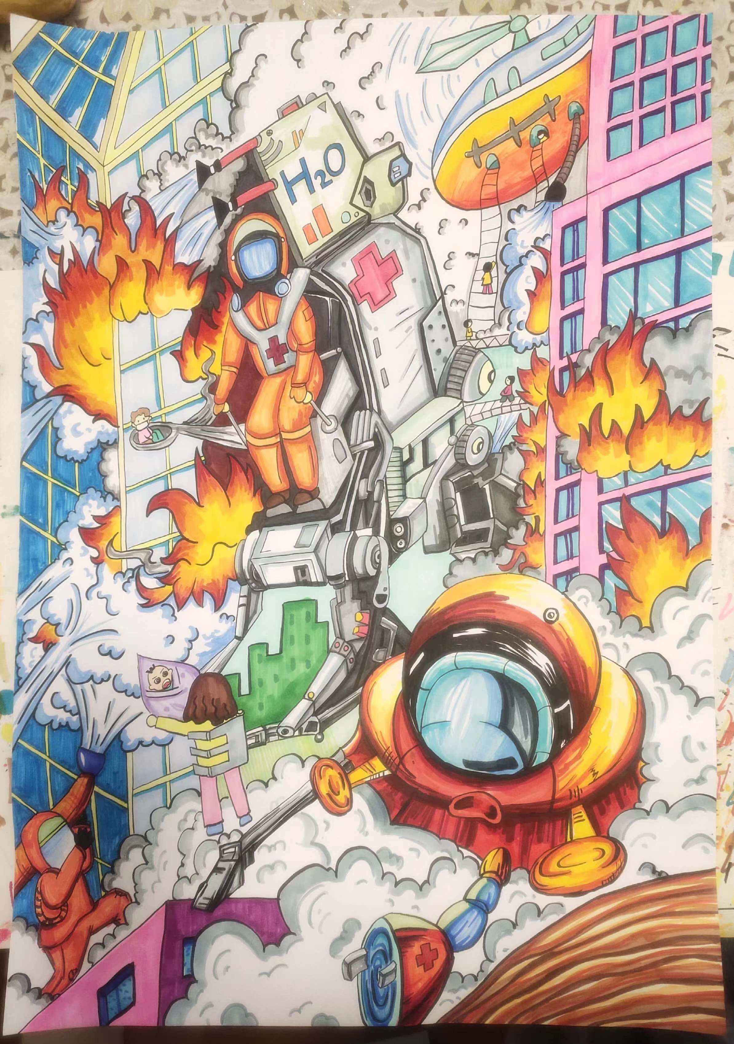 代画科幻画原创儿童画代画手抄报 科幻画帮画科幻画八开四开a4 a3