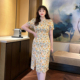 GLEC大码女装2024年新款高级感中国风碎花改良版旗袍连衣裙显瘦