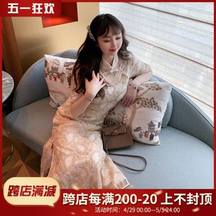 GLEC大码女装2024年新款高级感女装中国风改良旗袍连衣裙洋气时髦