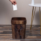 仿木纹垃圾桶家用客厅无盖大号创意正方形塑料压圈卫生间纸篓