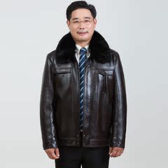 冬季中年男皮棉衣男士加绒加厚皮棉服爸爸装休闲PU棉袄男厚外套