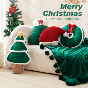 圣诞抱枕圣诞节礼物圣诞树装饰娃娃公仔沙发靠垫飘窗靠枕玩偶摆件