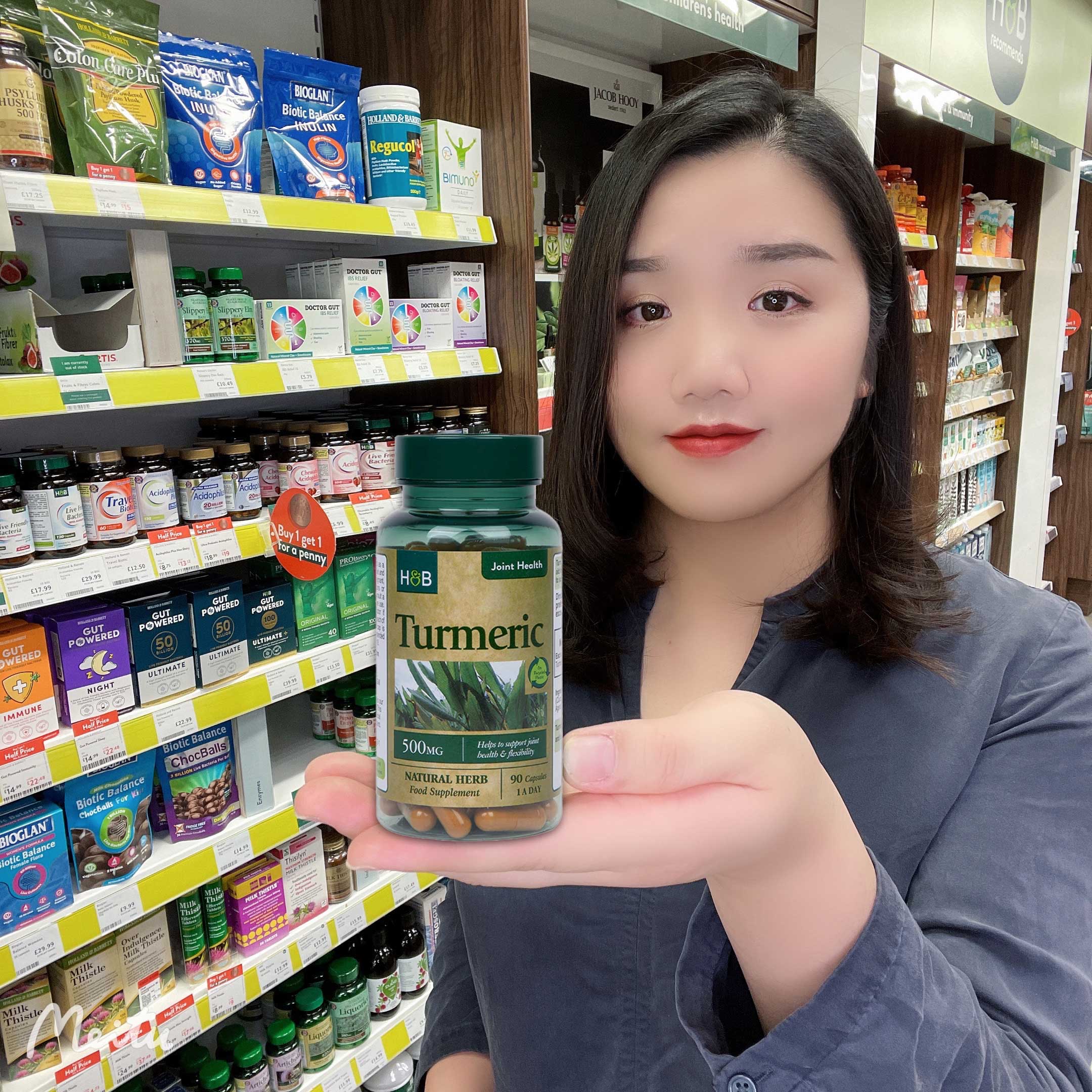 24年9月 新版英国HB荷柏瑞姜黄素胶囊500mg90粒Holland&Barrett