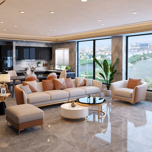 06960960轻奢沙发后现代港式高端客厅科技布环抱式设计 港式轻奢风