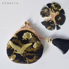 ifashion中国古风高端硬币首饰收纳包 原创手工女包绸缎零钱包