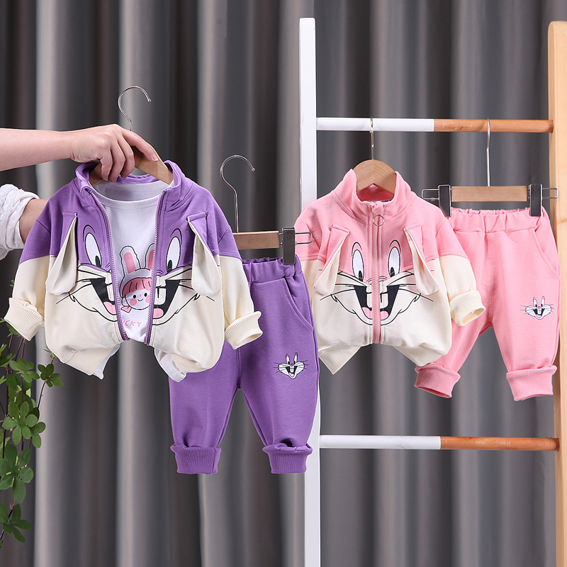 女童春秋套装儿童运动套装2023新款时髦洋气宝宝装网红炸街两件套