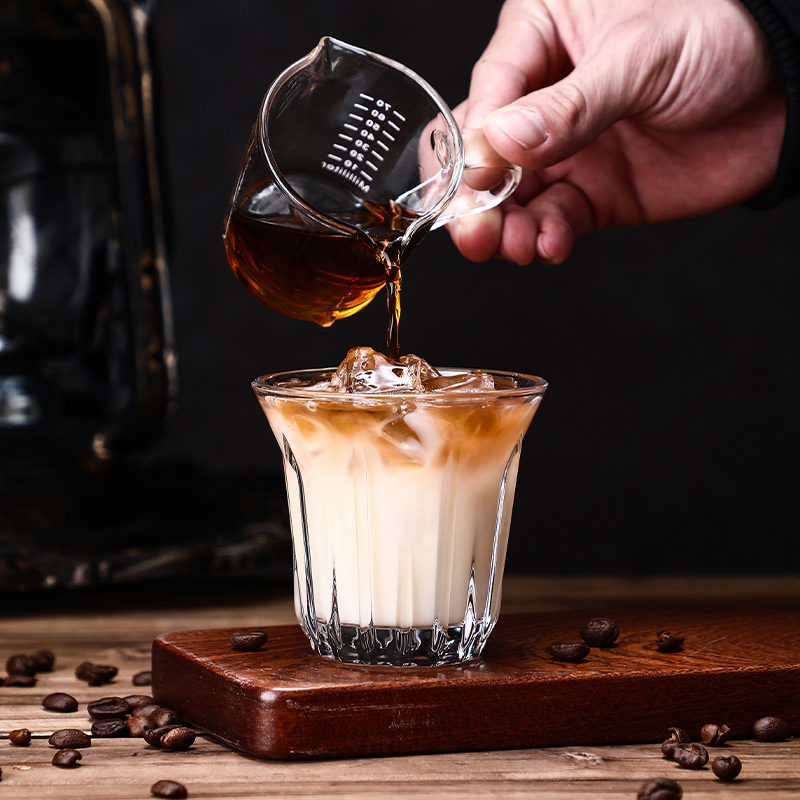复古玻璃杯美式冰咖啡杯 ins冰拿铁杯冷饮钢化dirty咖啡杯澳白杯