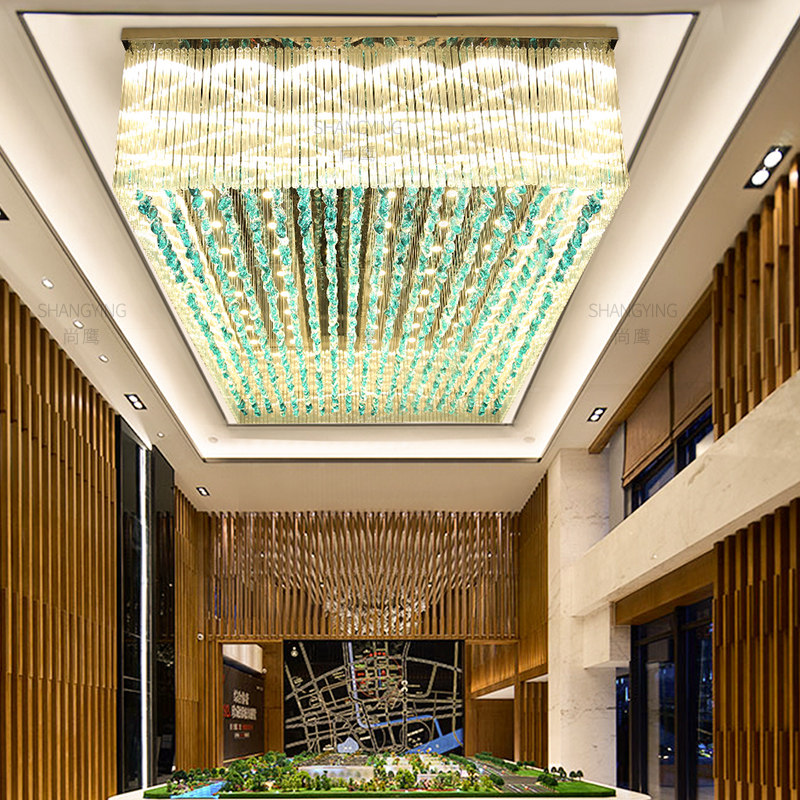 售楼部沙盘艺术造型吸顶灯酒店大堂前台别墅石头玻璃水晶吊灯定制