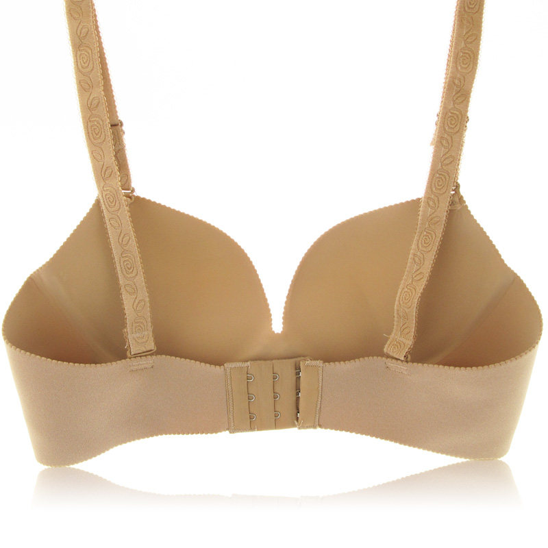 超聚拢无痕光面文胸内衣一片式深v性感小胸加厚款纯色女士