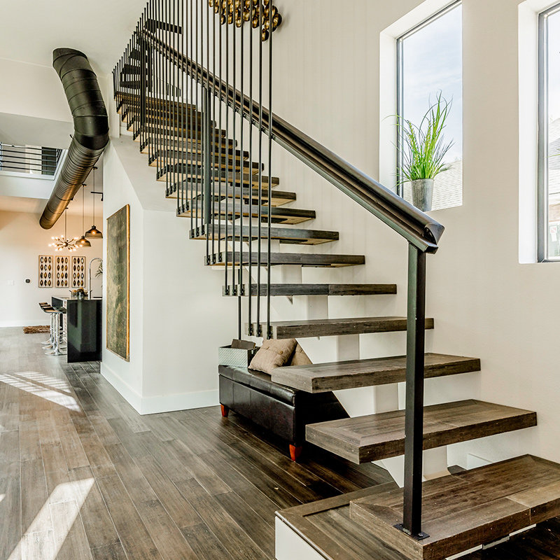 上海新款开步安装实木玻璃旋转原木复式阁楼跃层别墅楼梯扶手定制已售