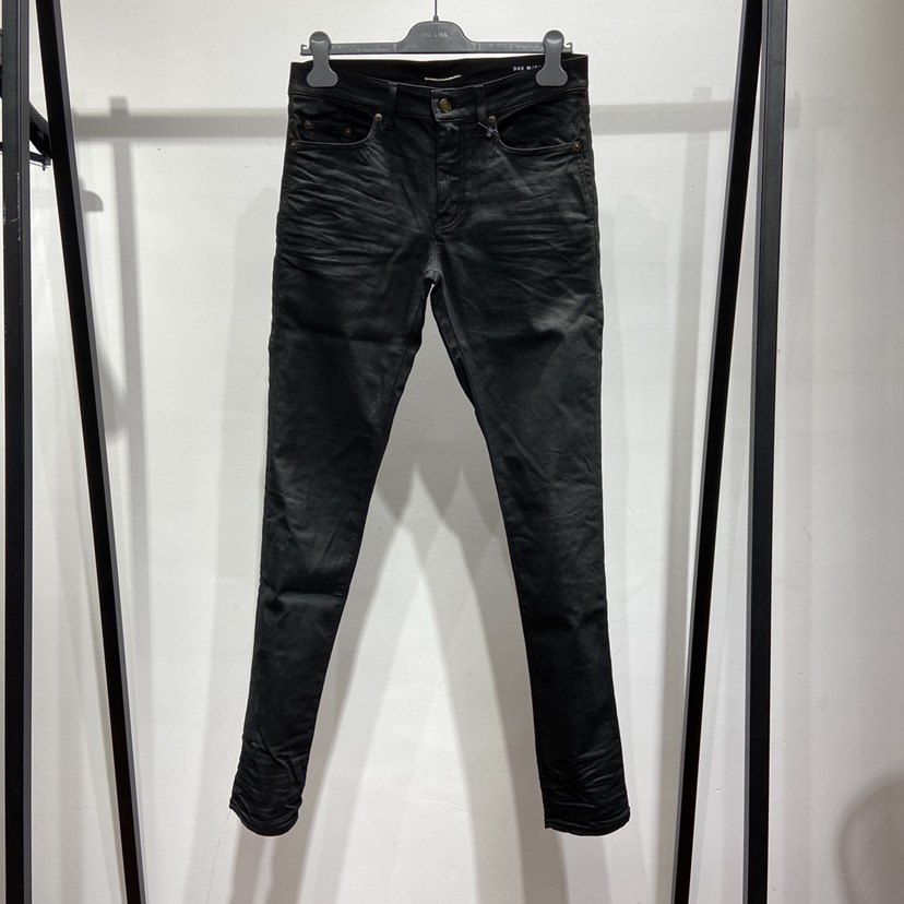 现货saintlaurentslp圣罗兰20秋冬男黑色修身小脚牛仔裤d02