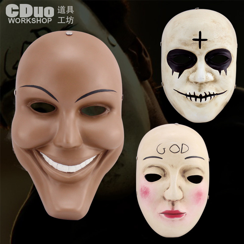 珍藏版人类清除计划god恐怖面具笑脸十字全脸树脂游戏角色cos舞会