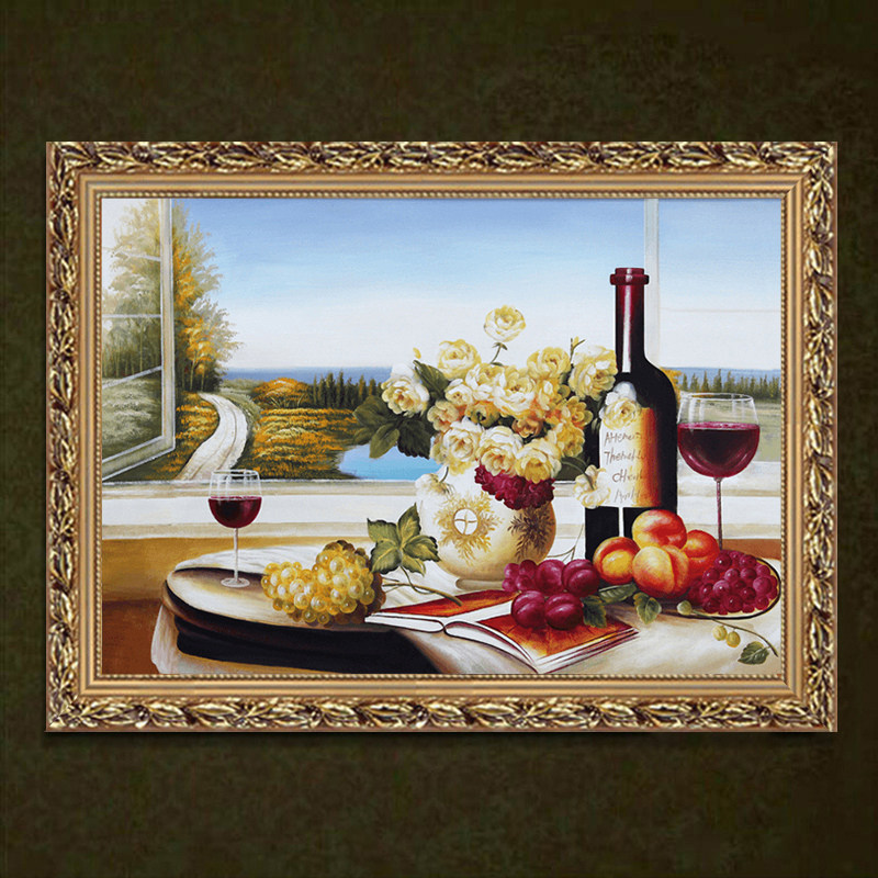 餐厅油画手绘欧式客厅装饰画美式现代简约走廊过道饭北欧挂画壁画