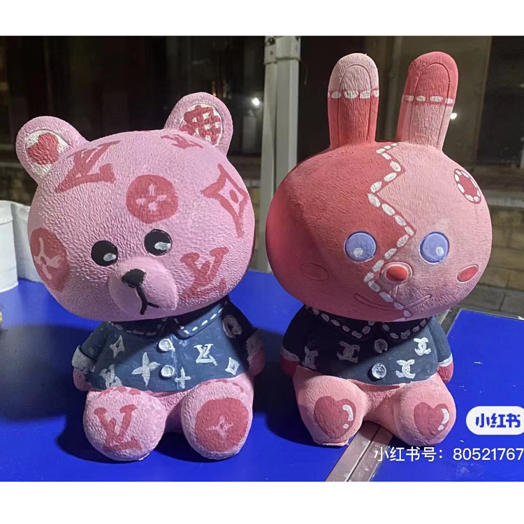 卡通搪胶娃娃模具摔不坏小红书同款白胚搪胶上色喽kitty手工玩具
