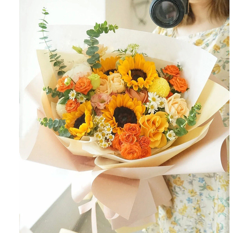 教师节鲜花束混搭花束向日葵香槟玫瑰广州上海同城花店送花礼老师