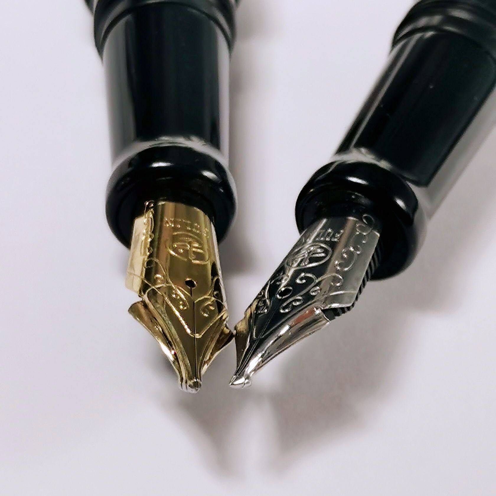 直销国产手工打磨特大铱粒十字书法钢笔长刀研双层三层四层五层尖