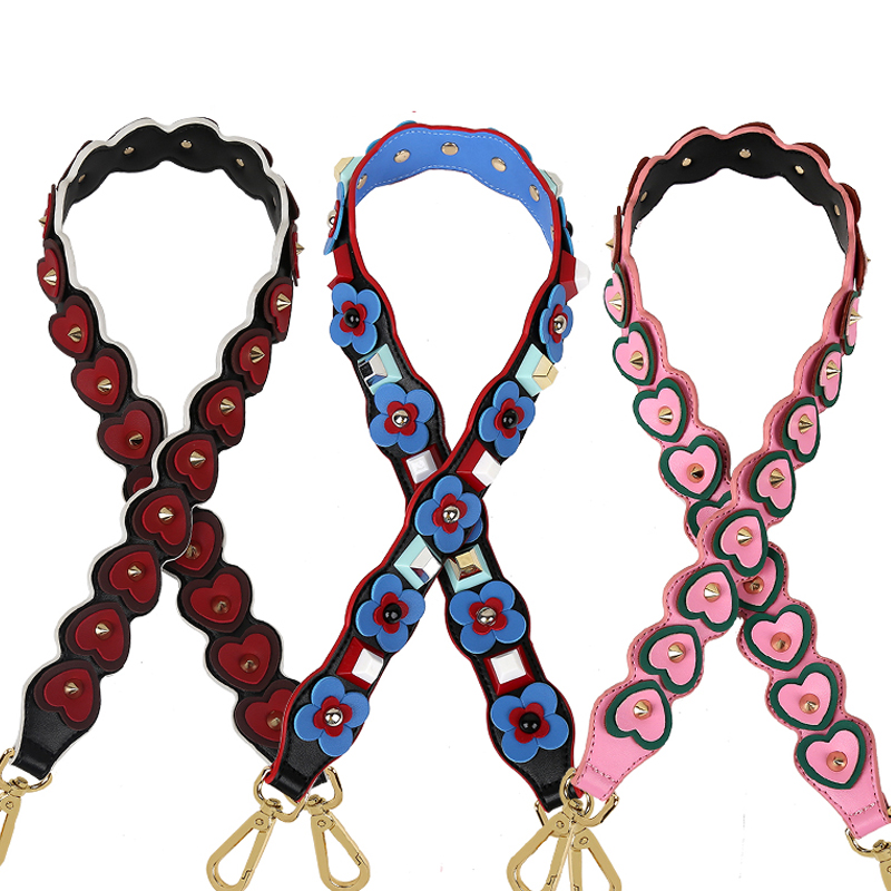 Strap you 新款心形肩带真皮宽肩带铆钉配件女包花朵单肩斜挎包带|ruв категории Аксессуары, сумки и обувь/аксессуары для ремня, пакет аксессуаров, бельтинг - от Buy2taobao.com для оказания профессиональной услуги покупки агента Taobao