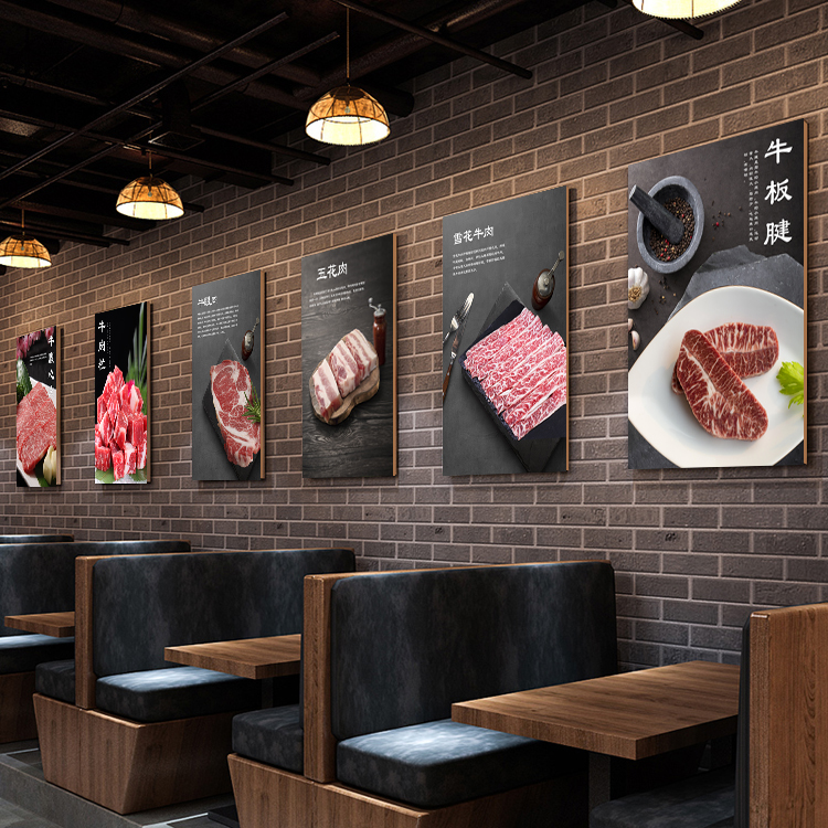 韩国特色烤肉店挂画韩式自助烤肉文化装饰画餐厅料理店烤牛肉壁画