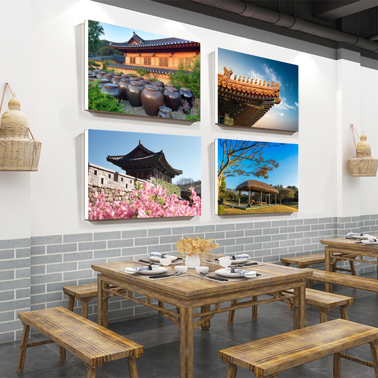 韩国风景海报朝鲜族特色装饰画韩式烤肉店餐厅饭店挂画料理店壁画