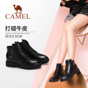 lv經典款及價格圖片2020款報價 Camel 駱駝女鞋 2020冬季新款 英倫經典及踝靴女 簡約系帶短靴子 lv經典款包