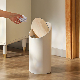 简约垃圾桶家用2023新款客厅卧室房间创意现代带盖子高颜值纸篓筒