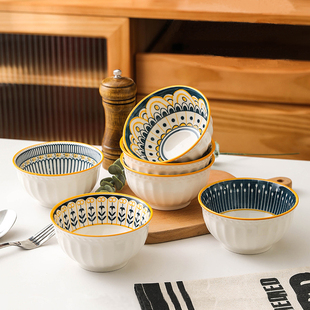 6个套装陶瓷饭碗家庭用轻奢新款个人专用小吃米饭碗区分一人一色