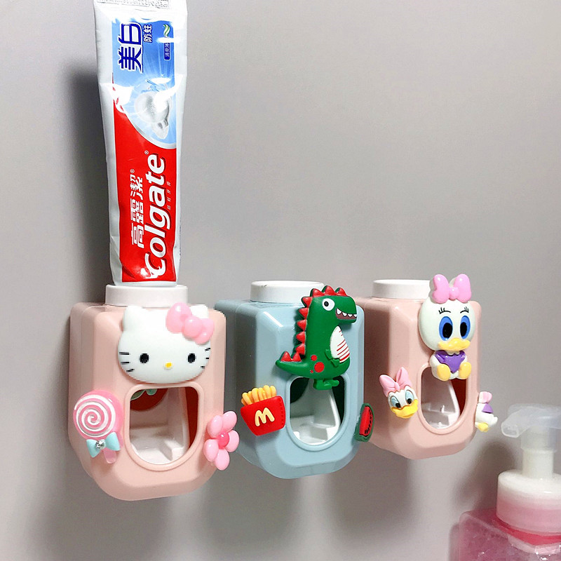 创意卡通懒人牙膏挤压牙刷架自动挤牙膏器套装可爱轻奢儿童吸壁式