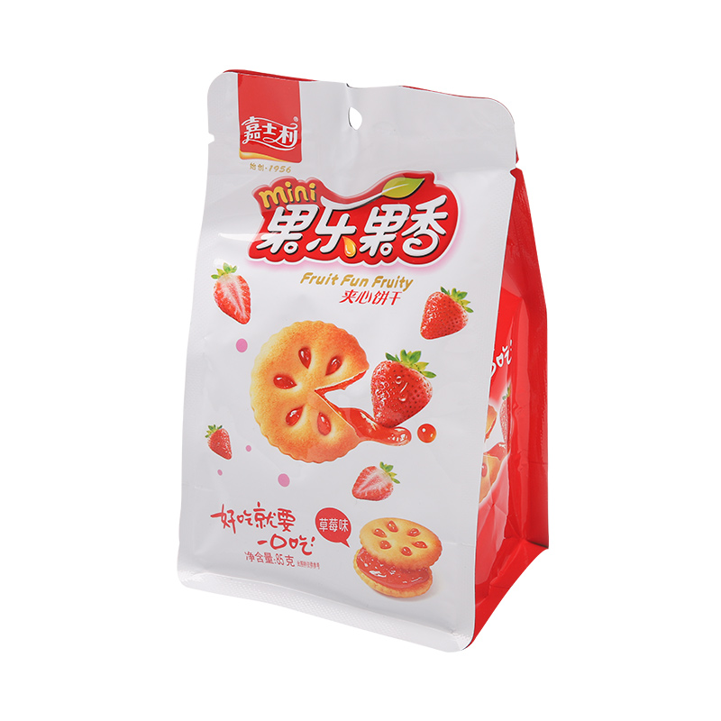 嘉士利草莓果酱味夹心饼干85克/袋乐果果香休闲果味草莓味营养