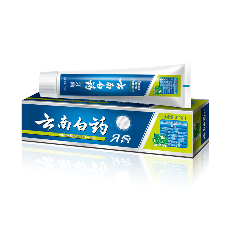 云南白药牙膏薄荷清爽型210克/支护理活性香型白色舒缓精华