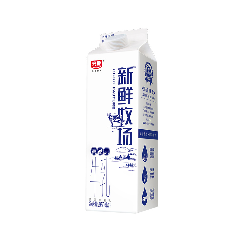 光明新鲜牧场高品质牛乳950毫升盒