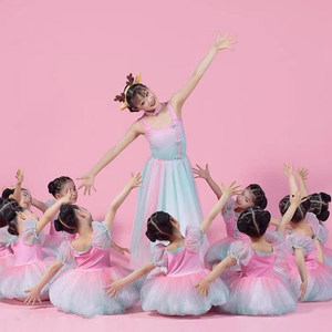 六一儿童蓬蓬裙演出服桃萌幺幺舞蹈女孩童公主纱裙幼儿园表演服装