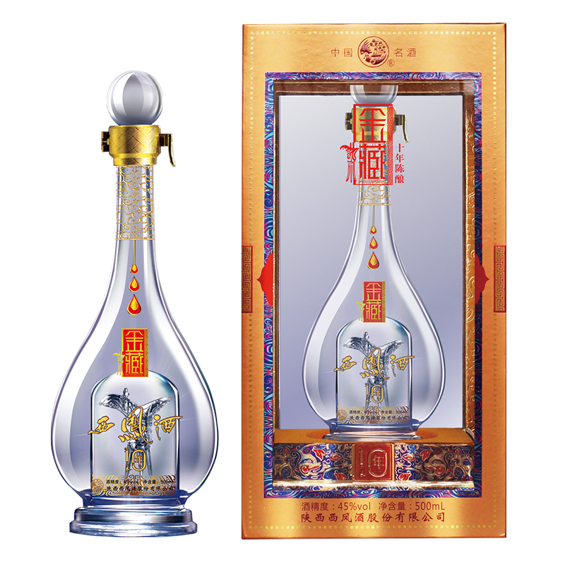 1919酒类直供 西凤酒金藏十年陈酿45度凤香型白酒500ml单瓶装