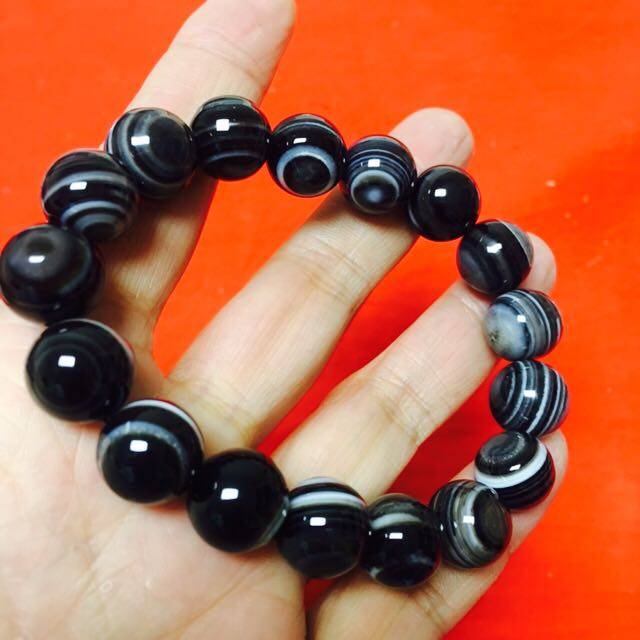 12毫米天然影子石手链 男生专用石